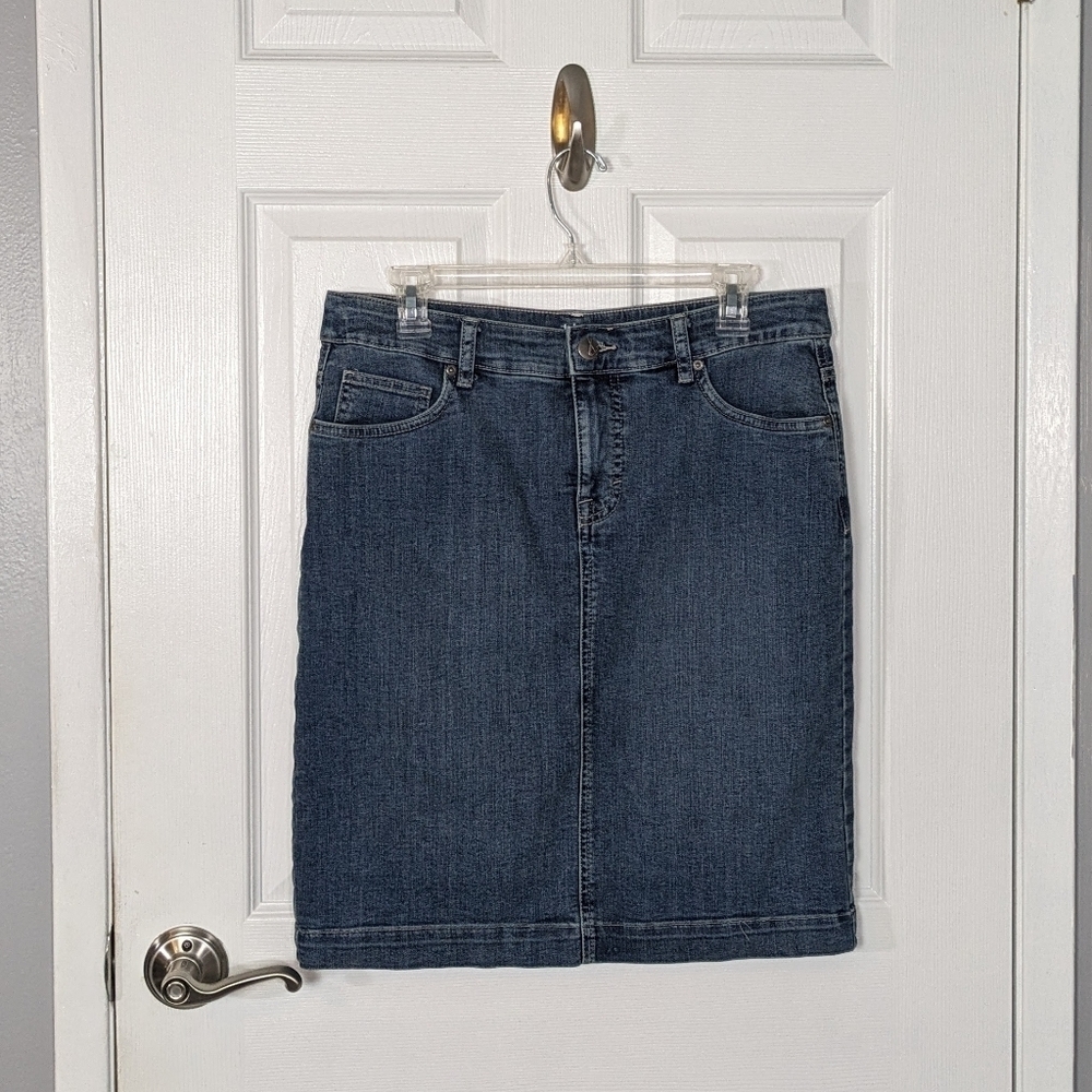 Retro‎ Style & Co Blue Jean Denim Mini Pencil Skirt Size 10 -Closet Staple